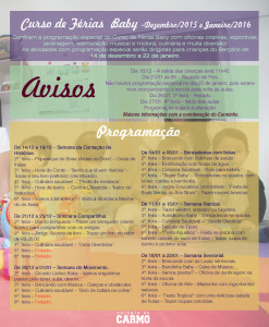 Curso de Férias - Programação especial Bercário - 2015/2016